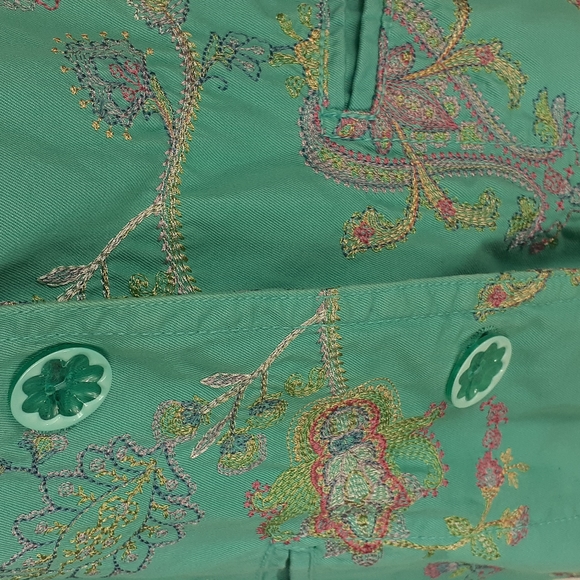 Johnny was turquoise blue embroidered trench coat - Picture 7 of 14